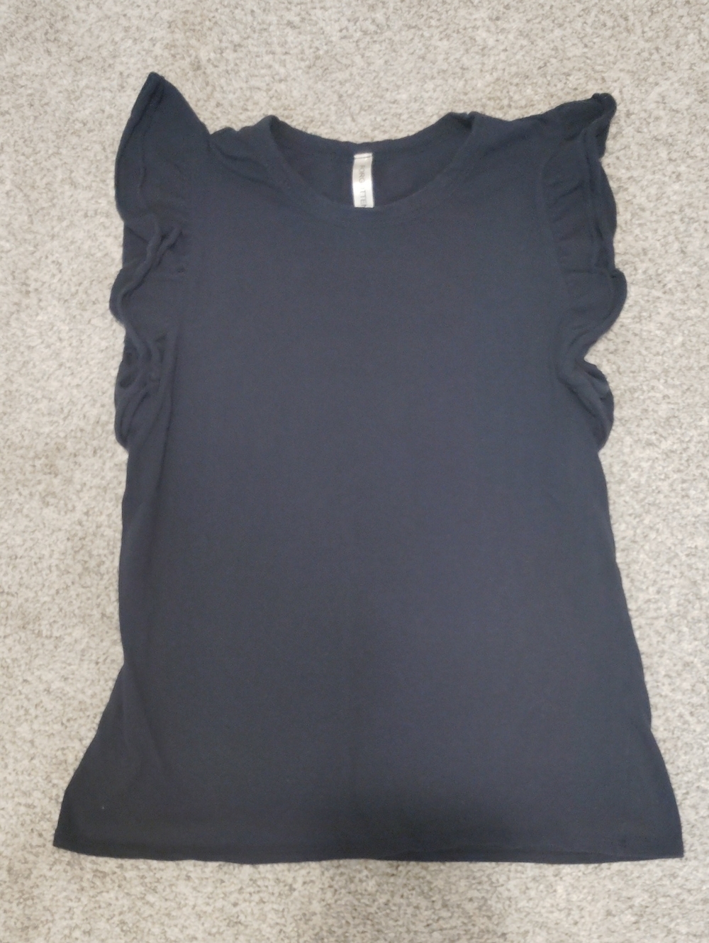 Women's Black Flutter Sleeve Cotton Top